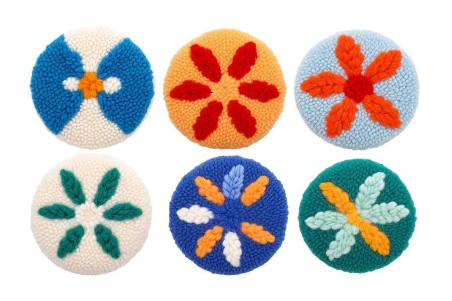 Punch Needle Coasters Kit,6-pattern punch needle Needle Coasters Kit ,Punch Art for Beginners,Suitable for Home Decoration
