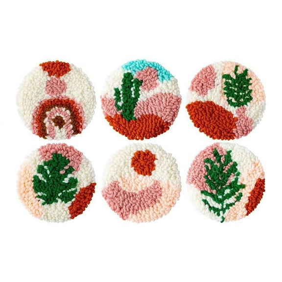 Punch Needle Coasters Kit,6-pattern punch needle Needle Coasters Kit ,Punch Art for Beginners,Suitable for Home Decoration
