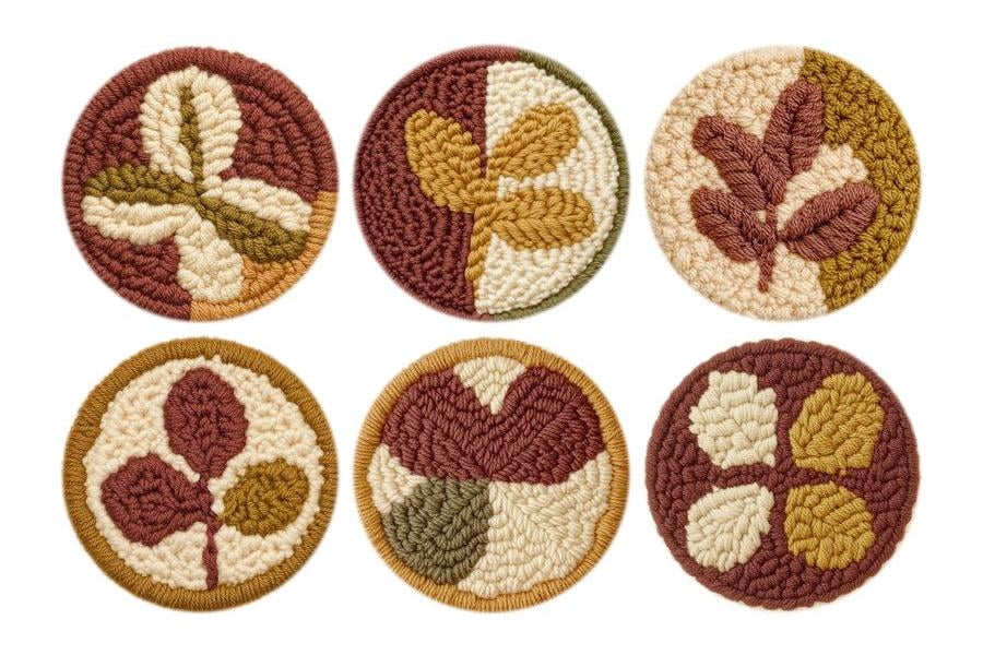 Punch Needle Coasters Kit,6-pattern punch needle Needle Coasters Kit ,Punch Art for Beginners,Suitable for Home Decoration