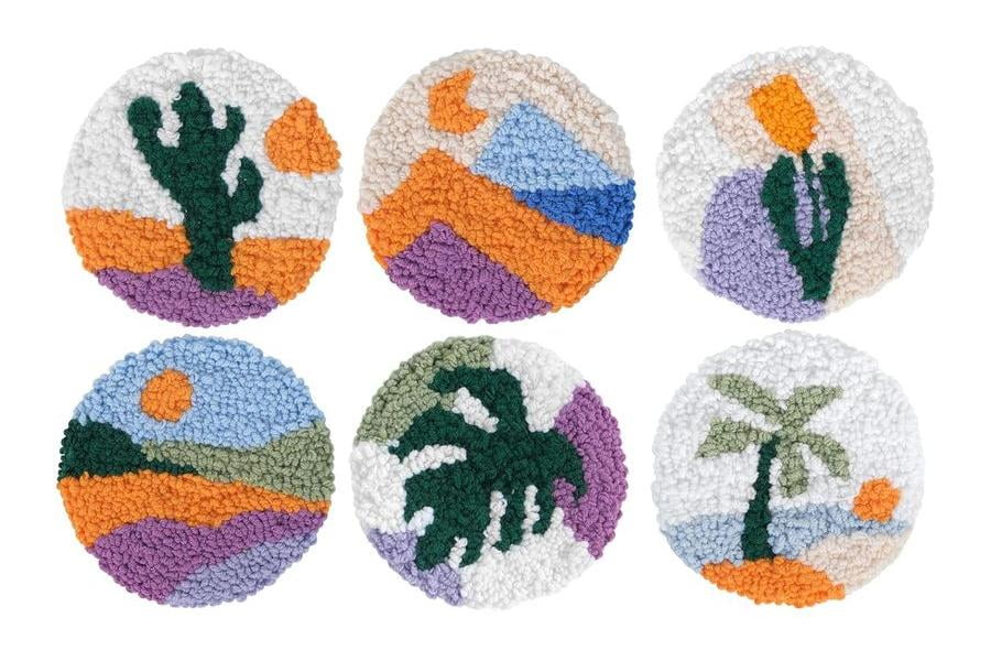 Punch Needle Coasters Kit,6-pattern punch needle Needle Coasters Kit ,Punch Art for Beginners,Suitable for Home Decoration
