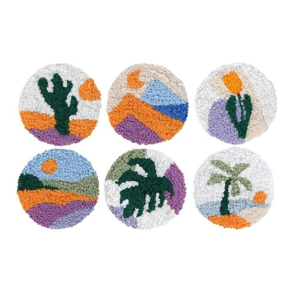 Punch Needle Coasters Kit,6-pattern punch needle Needle Coasters Kit ,Punch Art for Beginners,Suitable for Home Decoration