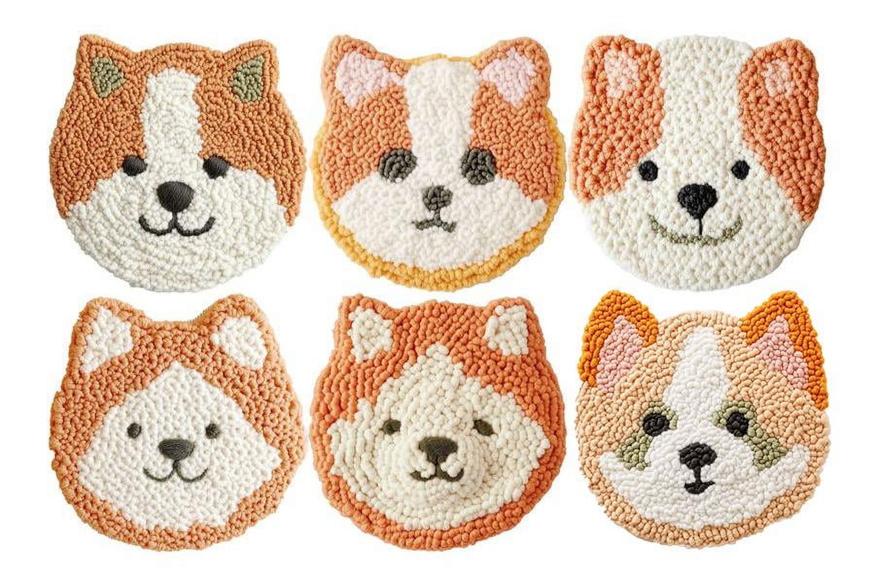 Corgi Punch Needle Coasters Kit,6-pattern punch needle Needle Coasters Kit ,Punch Art for Beginners,Suitable for Home Decoration