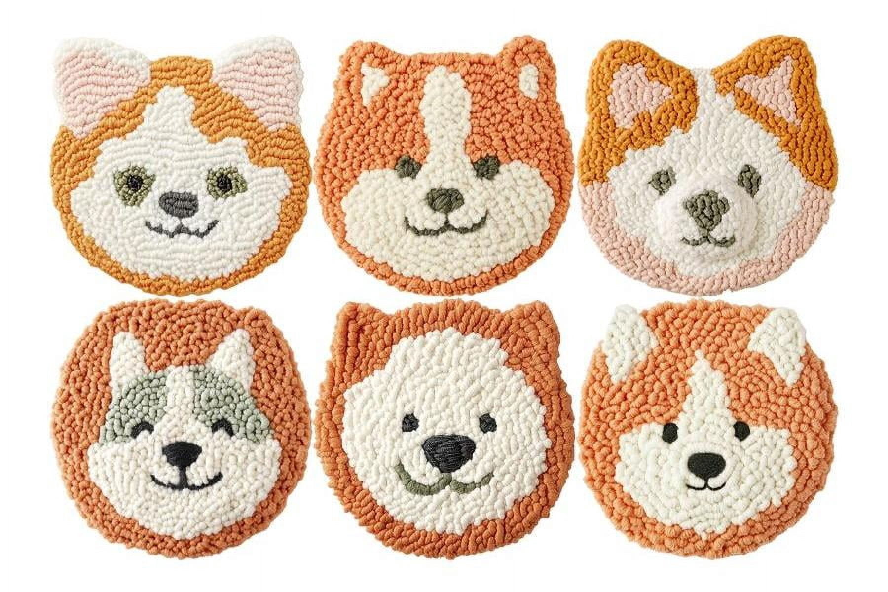 Corgi Punch Needle Coasters Kit,6-pattern punch needle Needle Coasters Kit ,Punch Art for Beginners,Suitable for Home Decoration
