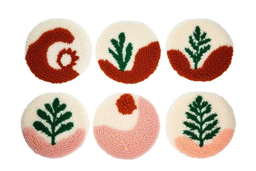 Punch Needle Coasters Kit,6-pattern punch needle Needle Coasters Kit ,Punch Art for Beginners,Suitable for Home Decoration