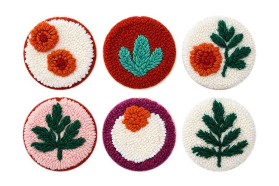 Punch Needle Coasters Kit,6-pattern punch needle Needle Coasters Kit ,Punch Art for Beginners,Suitable for Home Decoration