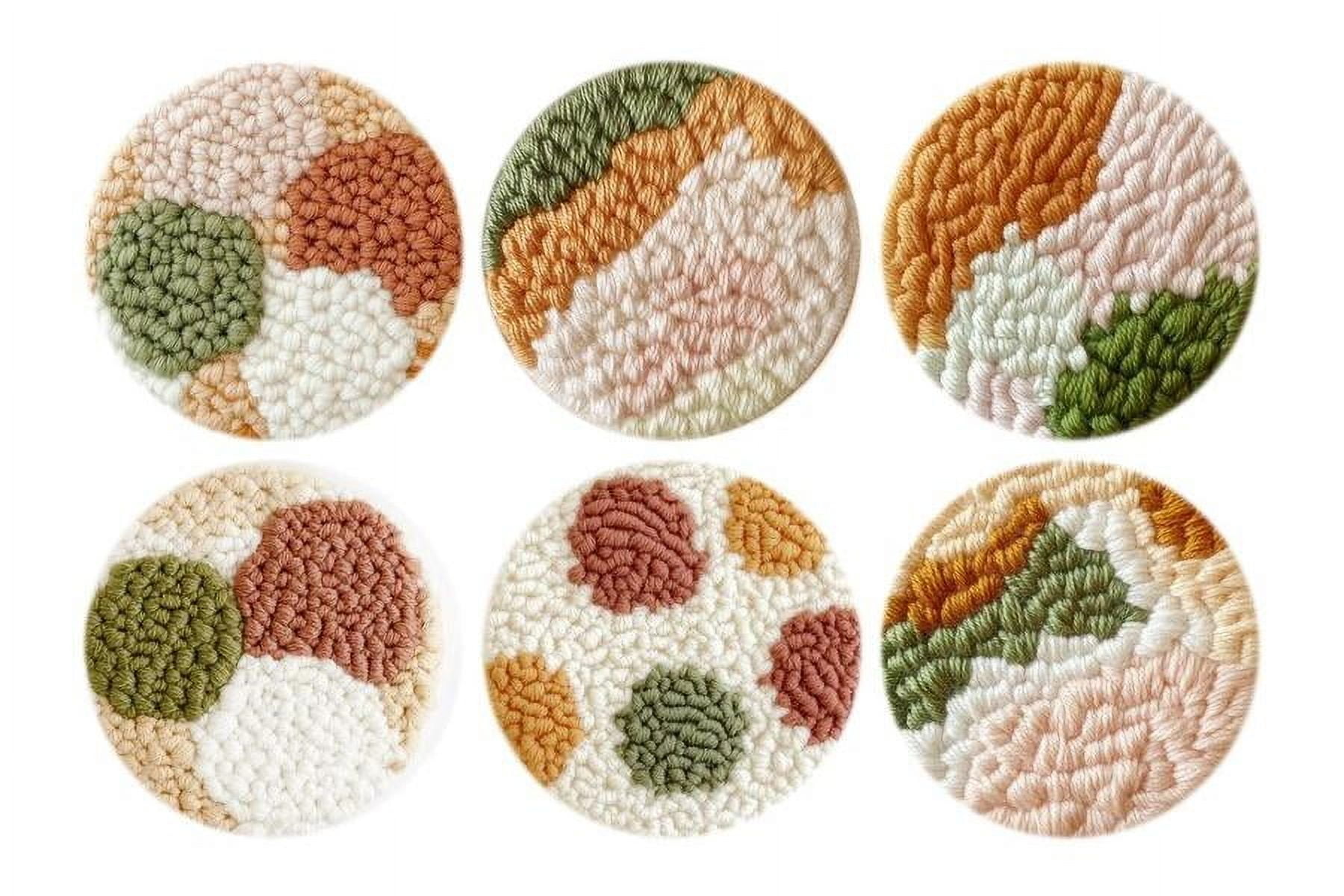 Punch Needle Coasters Kit,6-pattern punch needle Needle Coasters Kit ,Punch Art for Beginners,Suitable for Home Decoration