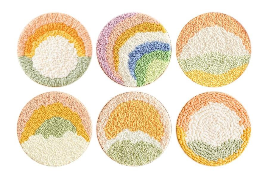 Punch Needle Coasters Kit,6-pattern punch needle Needle Coasters Kit ,Punch Art for Beginners,Suitable for Home Decoration