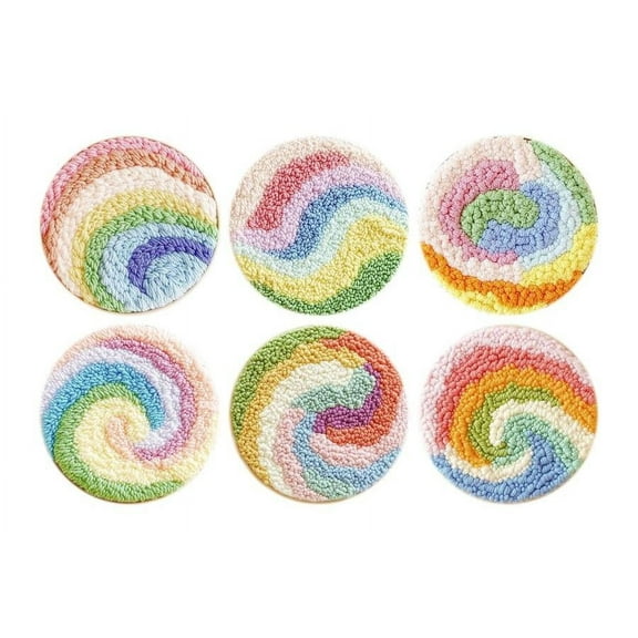 Punch Needle Coasters Kit,6-pattern punch needle Needle Coasters Kit ,Punch Art for Beginners,Suitable for Home Decoration