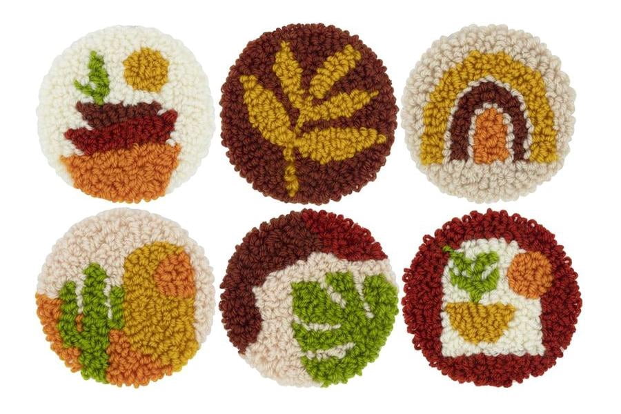 Punch Needle Coasters Kit,6-pattern punch needle Needle Coasters Kit ,Punch Art for Beginners,Suitable for Home Decoration
