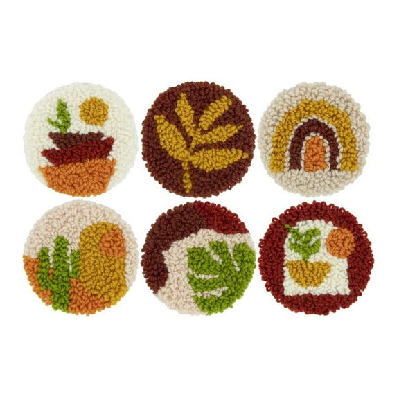 Punch Needle Coasters Kit,6-pattern punch needle Needle Coasters Kit ,Punch Art for Beginners,Suitable for Home Decoration