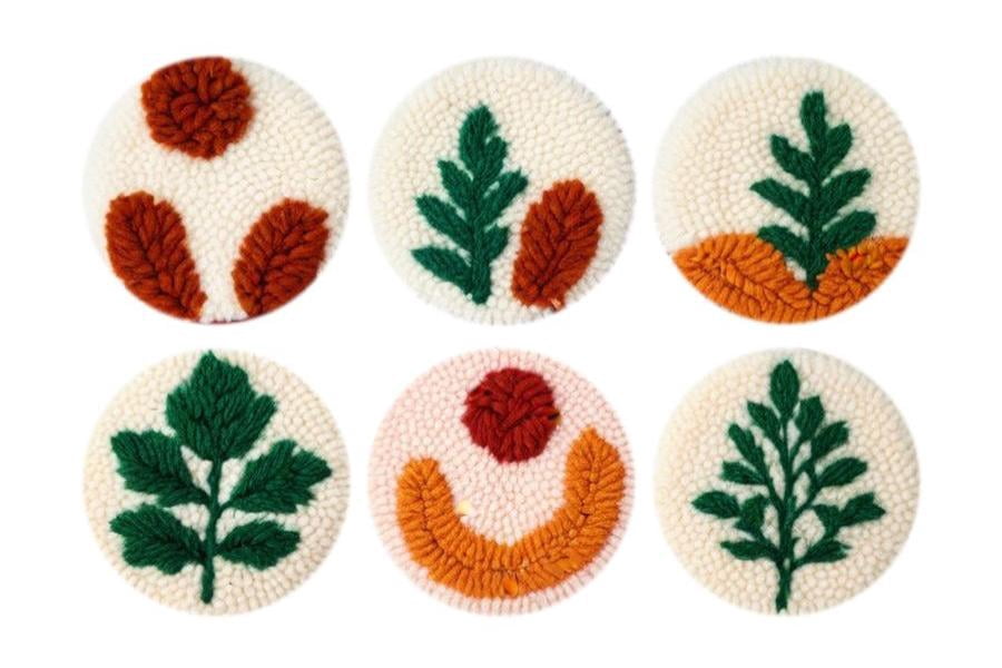 Punch Needle Coasters Kit,6-pattern punch needle Needle Coasters Kit ,Punch Art for Beginners,Suitable for Home Decoration