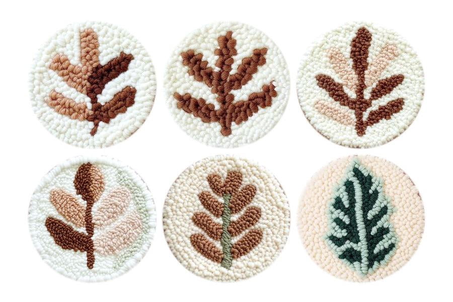 Punch Needle Coasters Kit,6-pattern punch needle Needle Coasters Kit ,Punch Art for Beginners,Suitable for Home Decoration