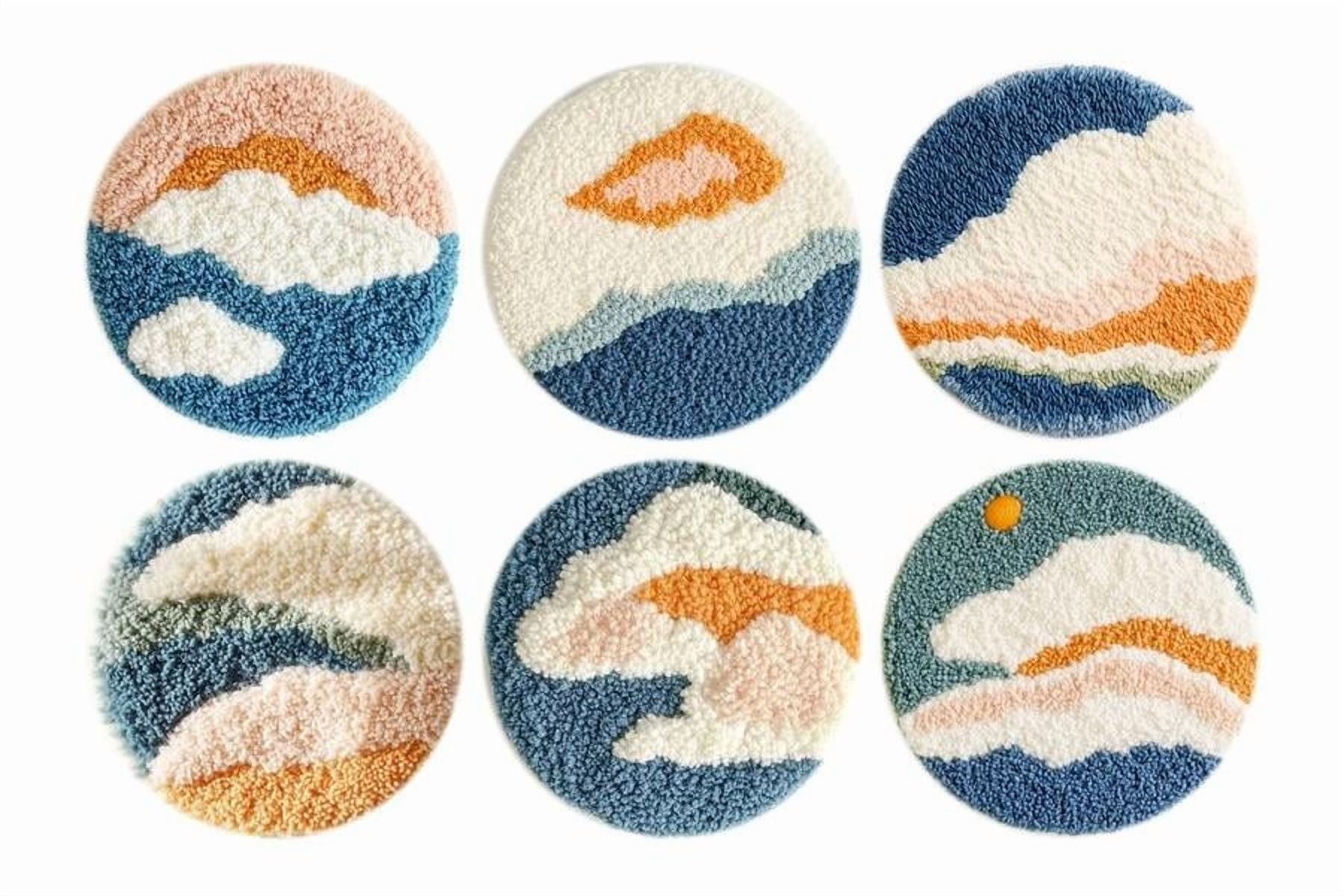 Punch Needle Coasters Kit,6-pattern punch needle Needle Coasters Kit ,Punch Art for Beginners,Suitable for Home Decoration