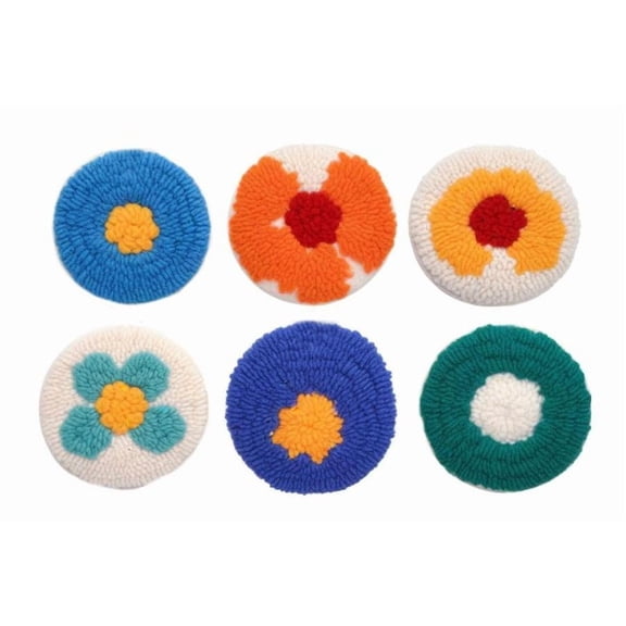 Punch Needle Coasters Kit,6-pattern punch needle Needle Coasters Kit ,Punch Art for Beginners,Suitable for Home Decoration