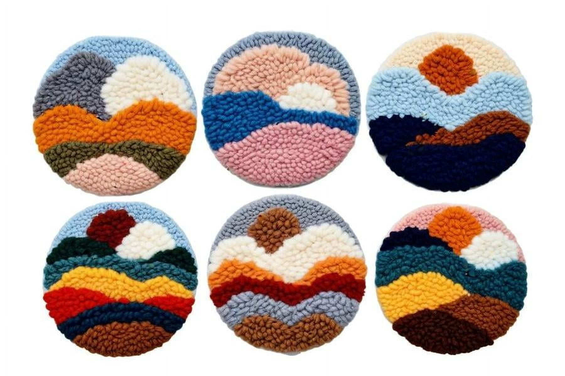Punch Needle Coasters Kit,6-pattern punch needle Needle Coasters Kit ,Punch Art for Beginners,Suitable for Home Decoration