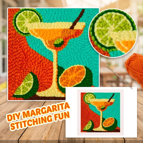 Punch Needle Embroidery Kit for Adults Diy Craft Kit Creates Kitchen Art Wall Decor Summer Kitchen Wall Decor Fruit Canvas Wall Art Perfect Beginner Needlecraft Easy Diy Wall
