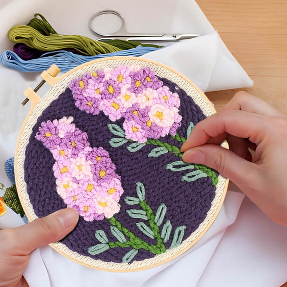 Punch Needle Embroidery Kit Flower Design DIY Craft Set for Beginners and Adults