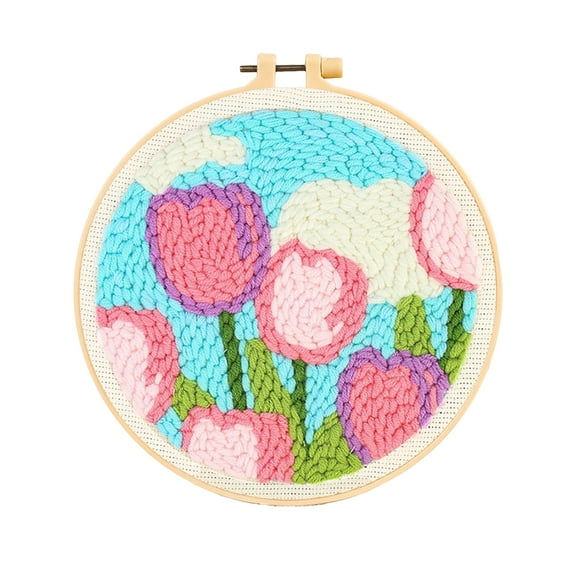 Punch Needle Embroidery Kit Punch Stitch Kit Healing Weave Punch Stitching Kit for Adults Kids Diy Punch Needle Embroidery Set with Tools Yarns Hoop