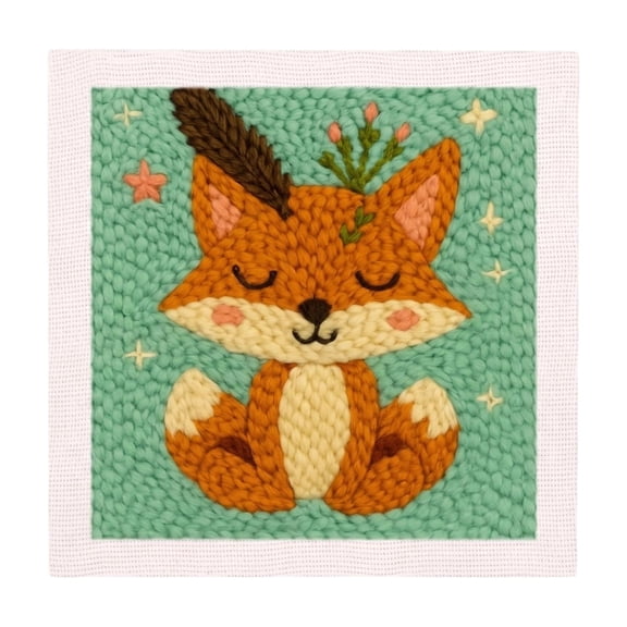 Punch Needle Embroidery Kit with Fox Pattern,Beginner Embroidery Kit for Adults and Kids,10 Inch Craft Set,1 Set