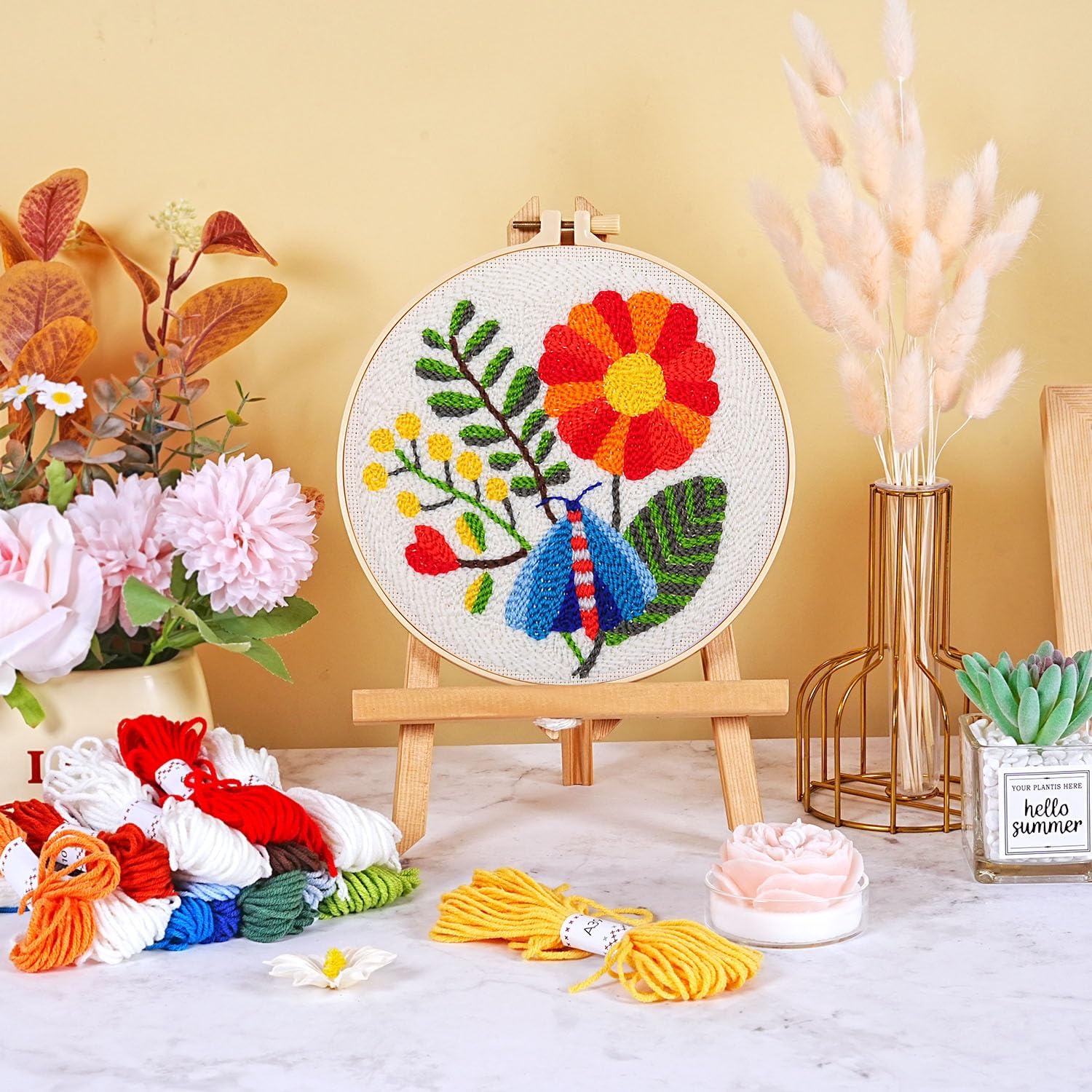 Punch Needle Embroidery Starter Kits, Flower Punch Needle Kits for Kids ...