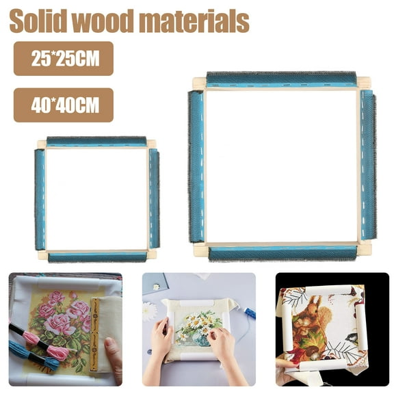 Punch Needle Frame Solid Wood Gripper Strip Frames Easy Assembly Square Rug Hooking Frame 4 Sides Sturdy Tufting Frame for Rug Punch Needle and Embroidery Craft