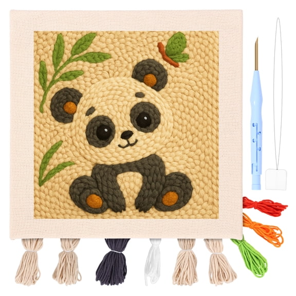 Punch Needle Kit Adults Beginners, 9.84 x 9.84 Inch DIY Easy Flower Embroidery Set for Starter Art Craft, Needling Punching Project with Patterns, Tools, Yarns, Hoop, Instruction (Banda)