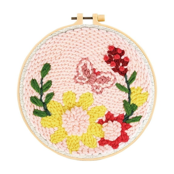 Punch Needle Kit for Beginners DIY Cute Flower Punch Stitching Kit 8 Inch Embroidery Kit for Beginners with step-by-step Instructions Easy for Adults and Children Festival Gift Decoration