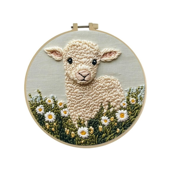 Punch Needle Kit for Beginners Cute Sheep Embroidery Stitching kit for All Ages DIY Gift for Birthday and Holiday