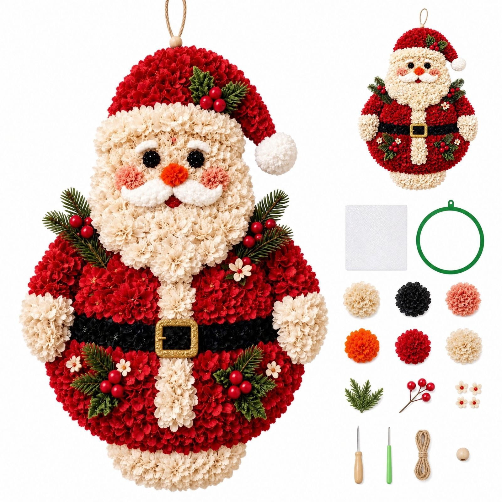 Ruby Slippers Diy Punch Needle Kit with Santa Claus Design, Red and White Fabric, for ...