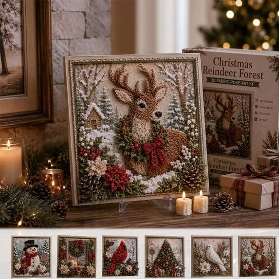 Punch Needle Kits Adults Beginner Clearance! Christmas Embroidery Kit, Multicolor Pre-Cut Fabric Set, Complete 3D Christmas Art Craft Kit for Mantel Bookshelf Entryway Office ,Christmas Gift