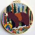 thumbnail image 1 of Punch Needle Kits Brown Bear in Trees DIY Embroidery Starter Set with Hoop Easy for Beginners Stress Relief Handmade Craft Hobby and Home Decor 20x20cm-2, 1 of 8