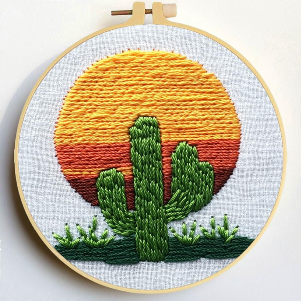 Punch Needle Kits Cute Cactus and Sunset Embroidery Starter Set with ...