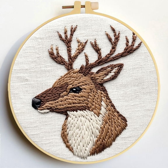 Punch Needle Kits Cute Elk Embroidery Starter Set with Hoop Easy for Beginners DIY Stress Relief Handmade Craft Hobby and Home Decor 20x20cm-6