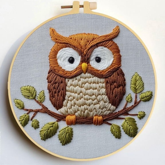 Punch Needle Kits Cute Owl Embroidery Starter Set with Hoop Easy for Beginners DIY Stress Relief Handmade Craft Hobby and Home Decor 20x20cm-6