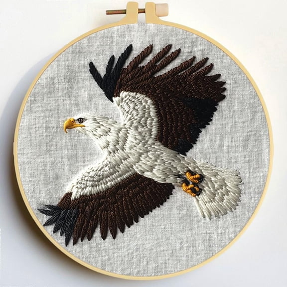 Punch Needle Kits Eagle Flying Embroidery Starter Set with Hoop Easy for Beginners DIY Stress Relief Handmade Craft Hobby and Home Decor 20x20cm-4