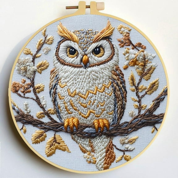 Punch Needle Kits Owl Embroidery Starter Set with Hoop Easy for Beginners DIY Stress Relief Handmade Craft Hobby and Home Decor 20x20cm-3