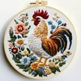 thumbnail image 1 of Punch Needle Kits A Rooster in Flowers Embroidery Starter Set with Hoop Easy for Beginners DIY Stress Relief Handmade Craft Hobby and Home Decor 20x20cm, 1 of 8
