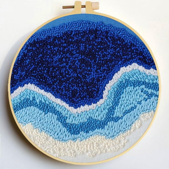 Punch Needle Kits Sea Waves and Beach DIY Embroidery Starter Set with Hoop Easy for Beginners Stress Relief Handmade Craft Hobby and Home Decor 20x20cm-7