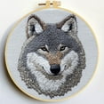thumbnail image 1 of Punch Needle Kits Wolf Embroidery Starter Set with Hoop Easy for Beginners DIY Stress Relief Handmade Craft Hobby and Home Decor 20x20cm-4, 1 of 8