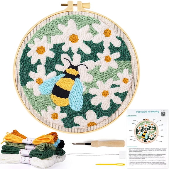 Punch Needle Kits for Beginner, Daisy Flower Punch Needle Embroidery Starter Kit, Punch Needle Kit Tool