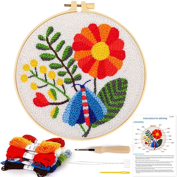 Punch Needle Kits for Beginner, Daisy Flower Punch Needle Embroidery Starter Kit, Punch Needle Kit Tool