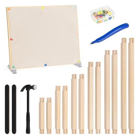 Punch Needle Wood Frame 6 Lengths Embroidery Frame Includes Tool, for Fabric Art and Embroidery Display, and Cloth Tension Support