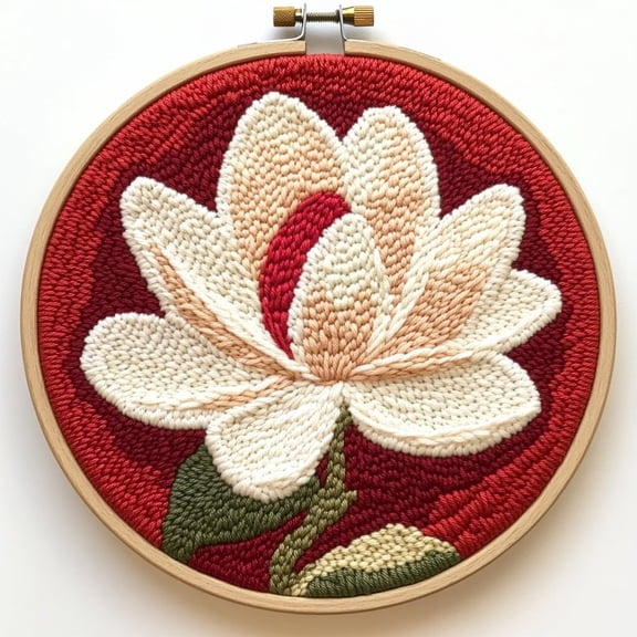 Punch Needle kits Abstract Colorful Magnolia Flower Easy for Beginners DIY Punch Needle Yarn Starter Embroidery Set for Craft lovers with Printed Pattern and Hoop for Home Decor 20x20cm(7)