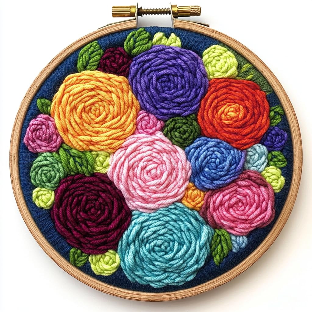Punch Needle kits Abstract Colorful Roses Easy for Beginners DIY Punch ...