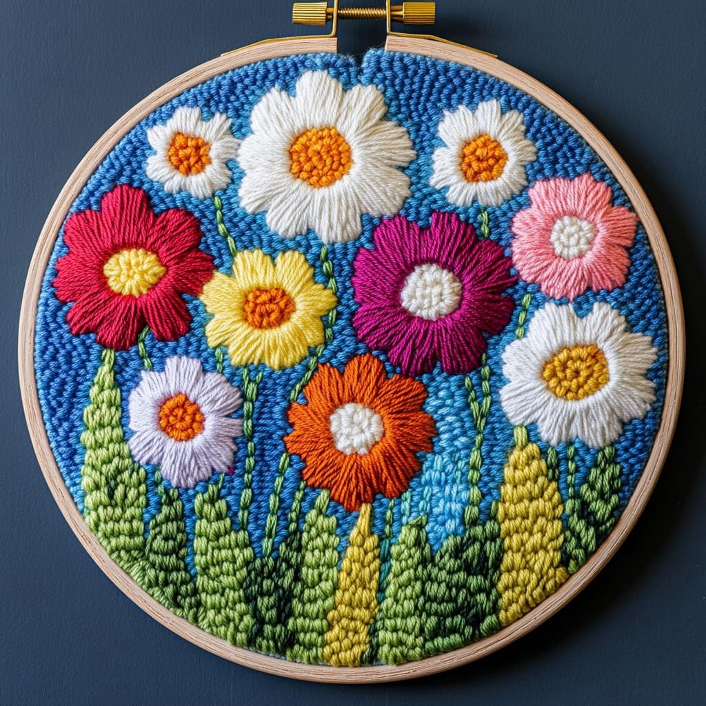 Punch Needle kits Abstract Cute Daisy Flower Easy for Beginners DIY ...