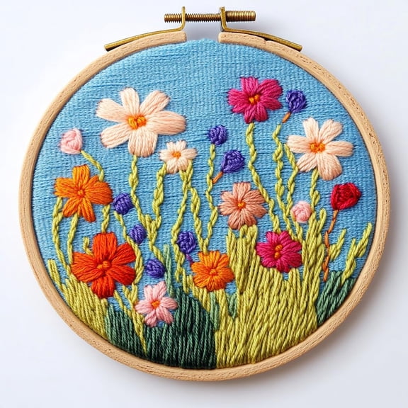 Punch Needle kits Abstract Cute Wild Flower Easy for Beginners DIY Punch Needle Yarn Starter Embroidery Set for Craft lovers with Printed Pattern and Hoop for Home Decor 20x20cm(18)