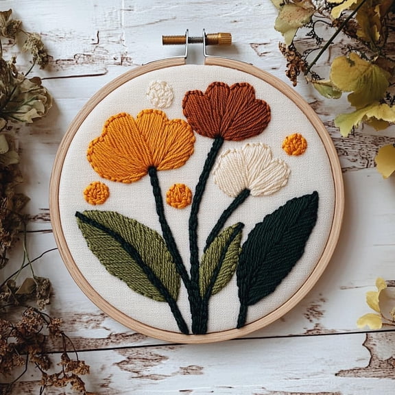 Punch Needle kits Abstract Cute Wild Flower Easy for Beginners DIY Punch Needle Yarn Starter Embroidery Set for Craft lovers with Printed Pattern and Hoop for Home Decor 20x20cm(25)