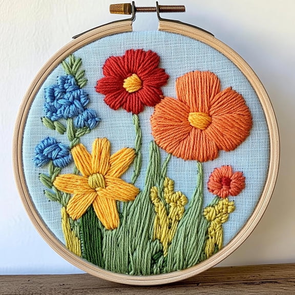 Punch Needle kits Abstract Cute Wild Flower Easy for Beginners DIY Punch Needle Yarn Starter Embroidery Set for Craft lovers with Printed Pattern and Hoop for Home Decor 20x20cm(15)