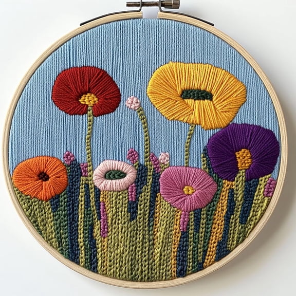 Punch Needle kits Abstract Cute Wild Flower Easy for Beginners DIY Punch Needle Yarn Starter Embroidery Set for Craft lovers with Printed Pattern and Hoop for Home Decor 20x20cm(30)