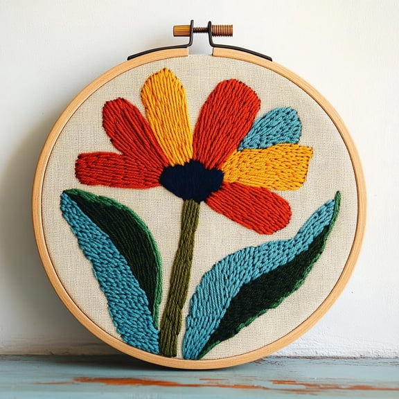 Punch Needle kits Abstract Cute Wild Flower Easy for Beginners DIY Punch Needle Yarn Starter Embroidery Set for Craft lovers with Printed Pattern and Hoop for Home Decor 20x20cm(29)